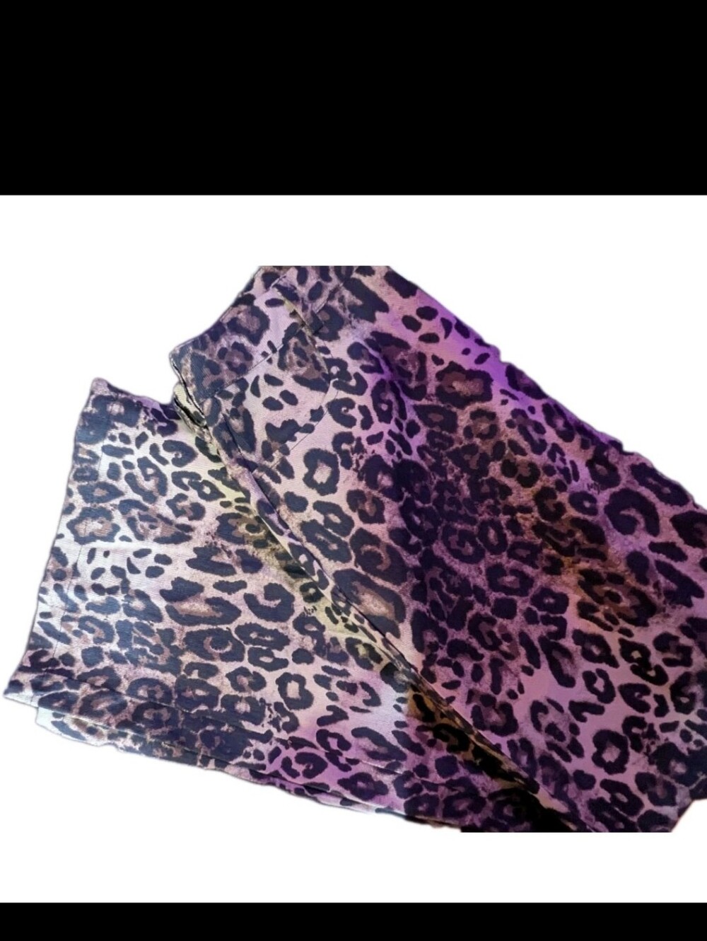 Vintage Wide Leg Leopard Print Tall Denim Pants. 100% Cotton Size M